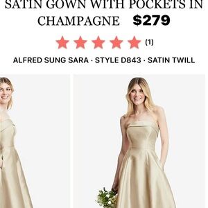 Alfred Sung Champagne Satin Midi Dress